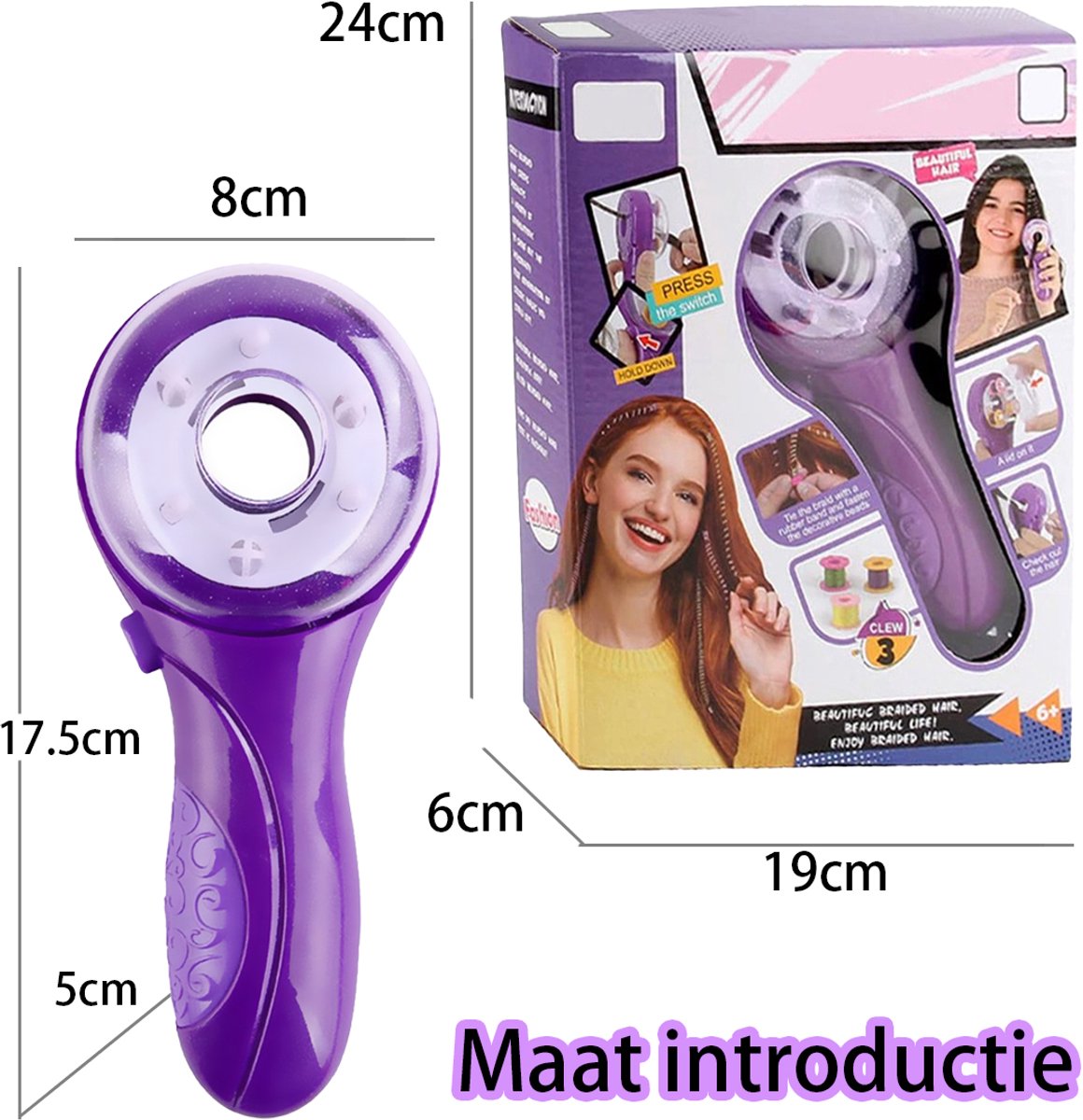 Elektrische Haarvlechtmachine voor Meisjes - - Complete DIY Haarvlechtset | Speelgoed & Cadeau Kinderen 6 t/m 12 Jaar - Inclusief Kralen & Accessoires